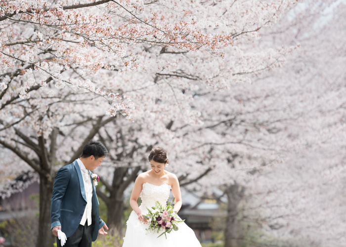 ウェディングドレス前撮り桜